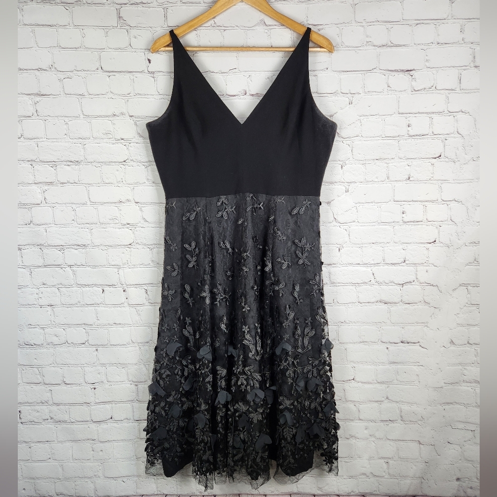 Dress the Population Elegant Black Floral Dress XXL Altered